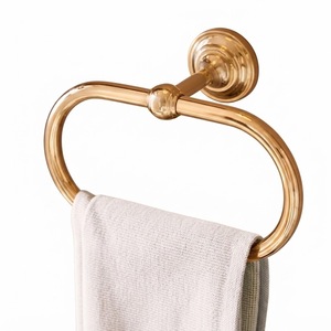 Polished Gold Brass Towel <b>Rack</b> Holder Modern Oval Wall Mounted Hand Towel <b>Rack</b> For Premium Bathroom Hardware & Hotel Sanitary - Product Image 1