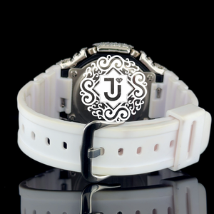 Montre en moissanite blanche sertie de diamants, bracelet en caoutchouc, style hip-hop, exportateur indien, disponible à prix abordable. - Product Image 6