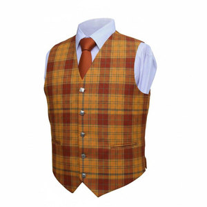 Chaleco Escocés a Cuadros para Hombre, Estilo Kilt, con Botones de Cuero y Bolsillos con Solapa, Accesorio para Trajes - Product Image 1