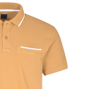 Polo en tricot à manches courtes pour homme, couleur moutarde, avec poche, coupe décontractée, couleur unie, respirant, longueur normale - Product Image 6
