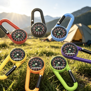 迷你指南针登山扣钥匙扣，便携式轻质塑料背包夹指南针，用于露营徒步的袖珍导航工具 - Product Image 2