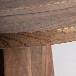 Modern Round Solid Wood Dining <b>Table</b> Rustic Teak Finish Luxury Contemporary <b>Table</b> <b>for</b> Restaurant Villa Home - Product Image 4