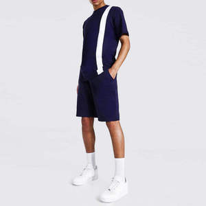 Ensemble de t-shirts décontractés d'été légers en coton 100% tricoté, imprimés numériquement et brodés, respectueux de l'environnement pour hommes - Product Image 1
