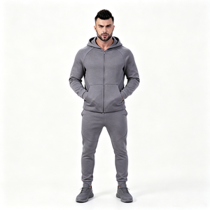 Chándal con Capucha para Hombre, Color Verde Oscuro, Manga Larga, Diseño Sólido, Estilo Casual, Peso Medio, Corte Regular, con Bolsillos Laterales y Cierre de Cremallera - Product Image 4