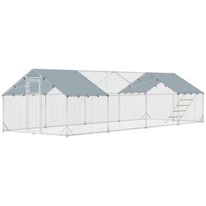 Grande Pollaio 26FT X 10FT X 6.4FT con Copertura Impermeabile e Mangiatoia Sospesa, Gabbia Metallica per Animali - Product Image 1