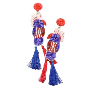 Pendientes de flecos de cuentas largas hechos a mano para mujer, accesorio de moda de tendencia de gota de cuentas coloridas con opciones de personalización - Product Image 1