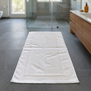 Tapis de bain rectangulaire de luxe en coton 100% gaufré blanc, taille personnalisée, doux, lavable, absorbant l'eau, pour hôtel, serviette de bain et de douche - Product Image 1
