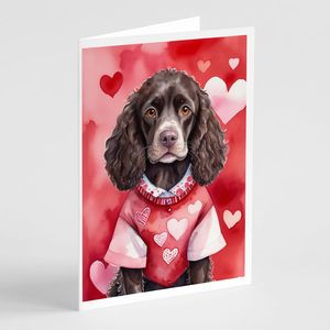 Whimsical American Water Spaniel Valentine Tarjetas de felicitación Pack 8 Tarjetas de nota A7 5x7 en blanco con sobres - Product Image 1