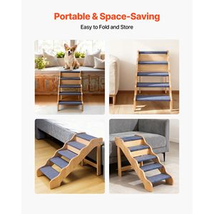Portable 5-Step Wood Pet Stairs with Non-Slip Surface Stable Cat and <b>Dog</b> Access to High <b>Beds</b> <b>Sofas</b> Cars 150lbs Load Capacity - Product Image 6