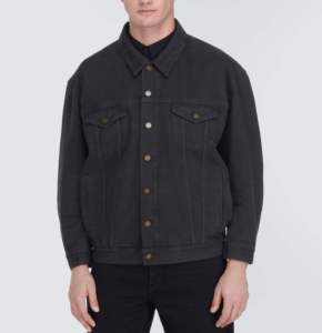 Men's Black Denim Jacket Casual Turn-<b>down</b> Collar Single Breasted 100% Cotton Washed Regular Fit Autumn Style - Product Image 1
