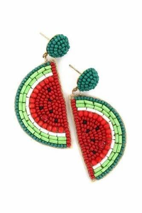Pendientes de sandía hechos a mano con bordado de cuentas, diseño de fruta colorido, joyería de moda de verano, venta al por mayor, tamaño personalizado - Product Image 3