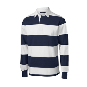 Factory Direct Men's Striped Rugby Shirts Breathable Cotton Polyester Men's Sportswear Rugby Jersey With Custom Brand Logo - Product Image 1