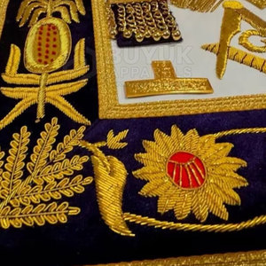 Delantales Ceremoniales de Cuero Bordados a Mano de la Francmasonería, Ajustables, con Pin de Seguridad, de Alta Calidad, Lavables, Diseño Exclusivo Premium - Product Image 6