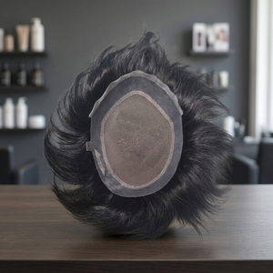 วิกผม Taz Hair BD สำหรับผู้ชาย ผมแท้แบบอินเดีย Remy  แบบติดกาวด้านหน้า PU  ทรงผมหยิกแบบ Kinky Curl  แสกกลาง/แสกซ้าย  ความหนาแน่น 90%-150% - Product Image 2
