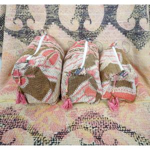 100% Pure Cotton Kantha Fabric Tassel Pattern Zipper Closure Eco-Friendly Durable Lightweight Multi-Purpose Large Makeup Bag - Product Image 6