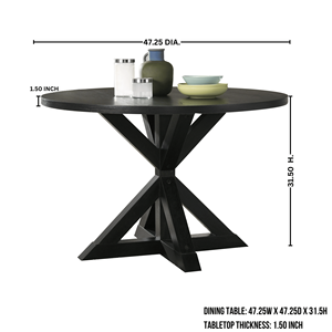 Set da pranzo Banff da 5 pezzi con tavolo rotondo Cross Buck e 4 sedie trapuntate color marrone chiaro per la tua sala da pranzo - Product Image 6