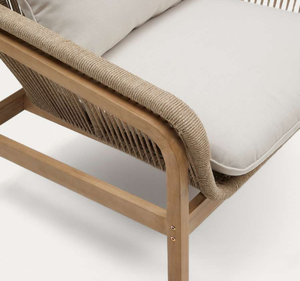 Ensemble de canapés de jardin en teck moderne avec table basse, design tropical, pour villa, complexe hôtelier, patio, terrasse, salon extérieur de luxe - Product Image 5