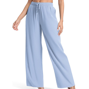 2026 Latest Style Solid Color Women Plazo <b>Pants</b> Breathable High Quality Women Plazo <b>Pants</b> Customizable - Product Image 5
