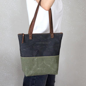 Bolso grande de lona encerada hecho a mano con correas de cuero duradero y elegante para el trabajo, oficina, escuela, viaje, comprador, bolso de compras, bolso de compras, bolso de mano, bolso de viaje, bolso de mano, bolso de compras, bolso de mano, bolso de viaje, bolso de cuero, bolso de mano - Product Image 4