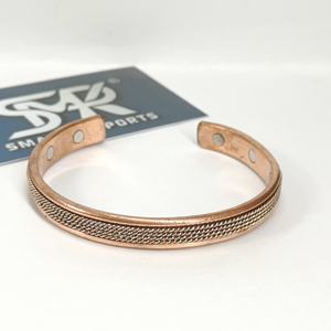 Premium Traditional Magnetic Copper Open Cuff Bangle Handmade <b>Adjustable</b> <b>Bracelet</b> Fine Braided Mesh Chain Design Lightweight - Product Image 4