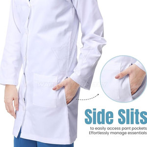 Blouse de laboratoire longue avec boutons sur le devant, coupe confortable, grandes poches et tissu doux pour le personnel des ateliers et usines - Product Image 3
