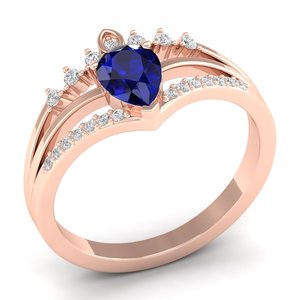 Anillos REYES con Zafiro Azul Corte Pera Clásico de 0.75 Quilates en Plata de Ley 925, Joyería Brillante con Moissanita para Mujer - Product Image 2