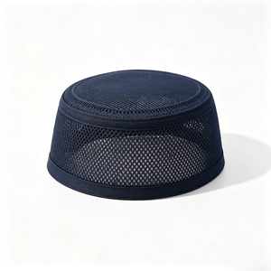 Venta al por mayor de gorros Taqiyah Kufi de malla transpirable blancos para hombres musulmanes, para oración islámica, deportes, verano, con logotipo personalizado OEM. - Product Image 2