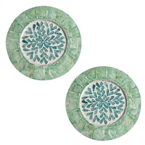 Handmade Mother Of Pearl Inlay Wood Charger Plates <b>Round</b> Black And <b>White</b> Floral Underplates For Hotel & Fine <b>Dining</b> <b>Table</b> Decor - Product Image 5