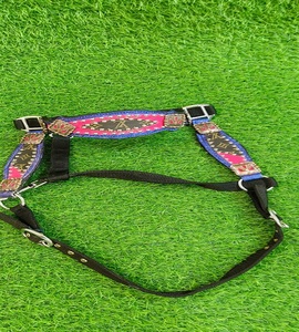 Ensemble d'équipement d'équitation en cuir occidental : longe, têtière, muserolle sculptée florale, sangle réglable, laisse en corde - Product Image 6