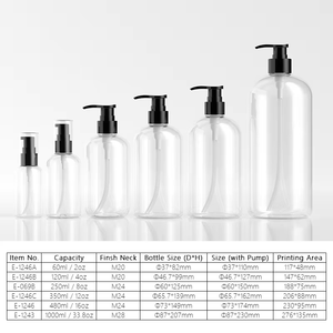 ขวดปั๊มพลาสติก PET ใสทรงบอสตัน ขนาด 2 ออนซ์ 4 ออนซ์ 8 ออนซ์ 12 ออนซ์ 16 ออนซ์ 33 ออนซ์ สำหรับบรรจุโลชั่น เจลอาบน้ำ แชมพู และเครื่องสำอาง - Product Image 2
