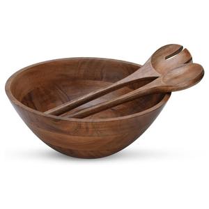 Tazón para Ensalada de Madera Maciza, Tazón de Madera Hecho a Mano, Tazón Redondo de Madera para Servir, Tazón para Ensalada de Madera Natural - Product Image 2