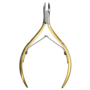 Mini pince à ongles en acier inoxydable doré de qualité supérieure, coupe-cuticules aiguisé avec étui, outil professionnel de podologie, logo OEM - Product Image 1