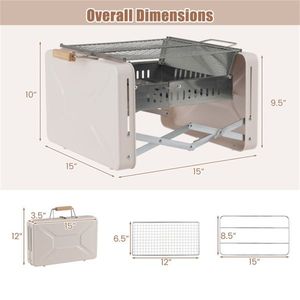 Beige Outdoor Camping BBQ Grill - Product Image 2