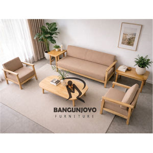 Juego de Sofás Minimalista para Sala de Estar, Diseño Moderno, Sofá Cama de Madera de Teca con Respaldo Acolchado, Ecológico y Cómodo para Apartamentos - Product Image 3