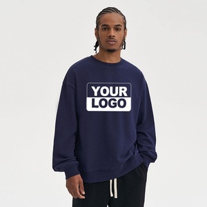 Oversized High Quality Heavyweight <b>Hip</b> Hop Cotton Fleece Men's Custom Logo Embroidered Print Crew Neck Sweatshirt - Product Image 2