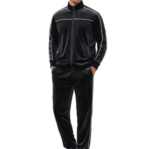 High Quality Hooded Printed Zipper up <b>Jacket</b> Trouser Pant <b>Velvet</b> Velour Tracksuit Two Pieces Set Breathable Wholesale - Product Image 3