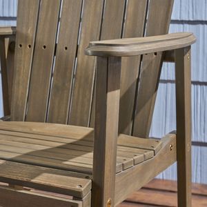 Set di 2 sedie da pranzo Adirondack in legno di acacia, resistenti alle intemperie, per patio esterno, finitura grigia - Product Image 4