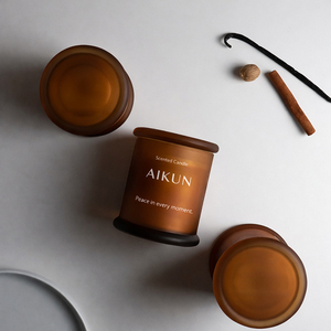 Vela Aromática de Lujo AIKUN con Lavanda y Manzanilla en Frasco de Vidrio Ámbar, Vela Relajante de Combustión Lenta para Pedidos al por Mayor B2B - Product Image 1