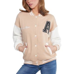 Veste universitaire pour femmes Veste de baseball courte à manches longues à épaules tombantes Vestes universitaires Letterman personnalisées - Product Image 1