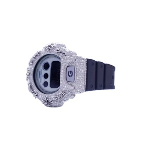 Superbe montre élégante en moissanite et diamant avec boîtier en acier inoxydable, design unisexe - Demi-montre entièrement sertie de diamants - Product Image 2