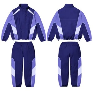 Customized Unisex Nylon Windbreaker Tracksuit Vintage Outdoor Camping Zip Up <b>Jacket</b> 2 Piece Set - Product Image 5