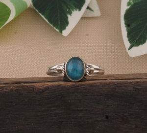 Bague en argent sterling 925 Natural Appetite, bague de mariage classique, sertie de pierres bleues, bijoux pour femmes, vente en gros - Product Image 1