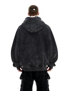 Sudadera con capucha y cremallera personalizada, de algodón y forro polar, estilo vintage con lavado ácido y efecto desgastado para hombre, con logotipo personalizado - Product Image 4