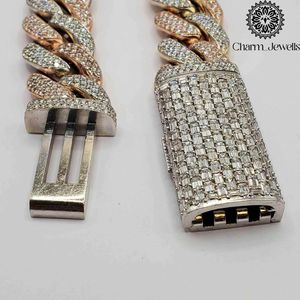 Collier unisexe en moissanite Charm Jewells, coupe brillante, chaîne à maillons géométriques, plaqué or 14 carats, argent 925, certifié IGI, style hip-hop - Product Image 5