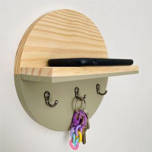 Modern Wooden Wall Mounted <b>Key</b> Holder Rack with Hooks for Home Entryway Organizer Handmade Solid Wood <b>Key</b> <b>Hanger</b> Decorative - Product Image 3