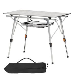 Tavolo da Campeggio Pieghevole in Alluminio Leggero, Portatile con Altezza Regolabile e Piano in Rete per Picnic e Parchi - Product Image 1