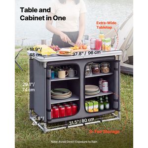 Armario de Almacenamiento Plegable para Camping, Estación de Cocina Portátil de Aluminio Ligero para Exteriores con 6 Estantes - Product Image 2