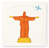 Carte de quilling Christ Rédempteur Rio Brésil Design Cartes de vœux faites à la main Enveloppe Art du papier Cadeau Souvenir Décoration de vacances