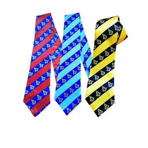Corbata Masónica Clásica a Rayas Azules y Rojas 100% Seda y Gemelos a Juego, Regalia de Primera Calidad, Corbatas Masónicas Hechas a Medida para Hombre - Product Image 6