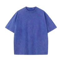 T-shirt en coton bleu délavé 230 GSM, coupe carrée, imprimé sur mesure, style streetwear, épaules tombantes, t-shirt vierge premium, fabrication usine